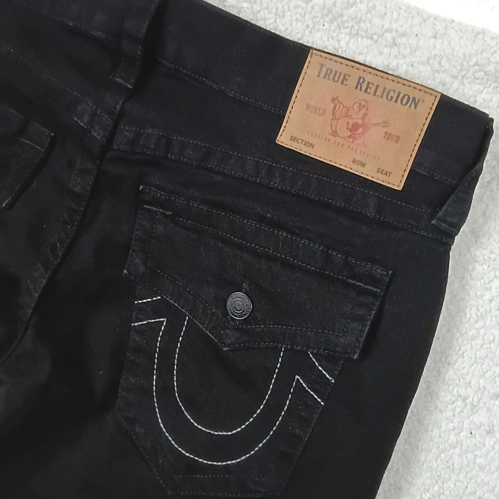 True Religion Ricky Relaxed Straight Men 38X32 Shadow Black Flap Pocket Street